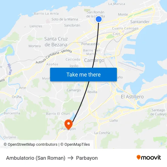 Ambulatorio (San Roman) to Parbayon map