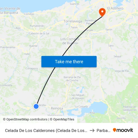 Celada De Los Calderones (Celada De Los Calderones) to Parbayon map