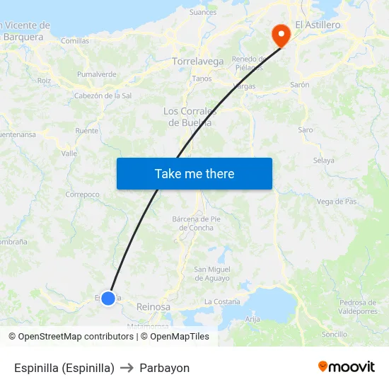 Espinilla (Espinilla) to Parbayon map