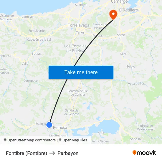 Fontibre (Fontibre) to Parbayon map