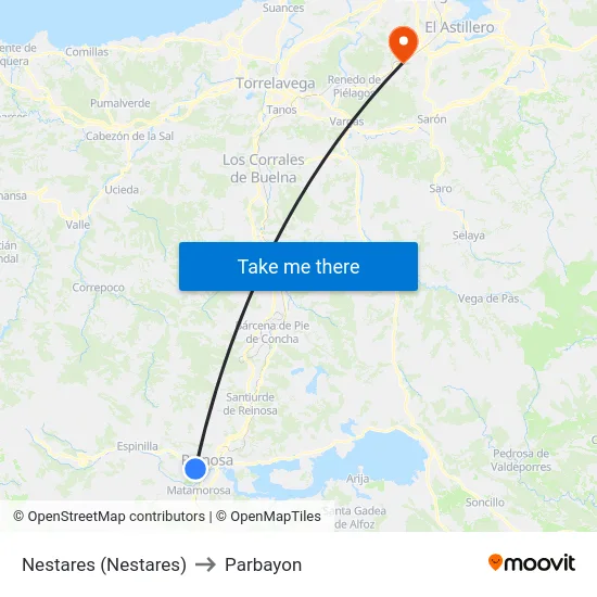 Nestares (Nestares) to Parbayon map