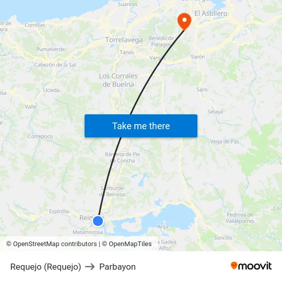 Requejo (Requejo) to Parbayon map