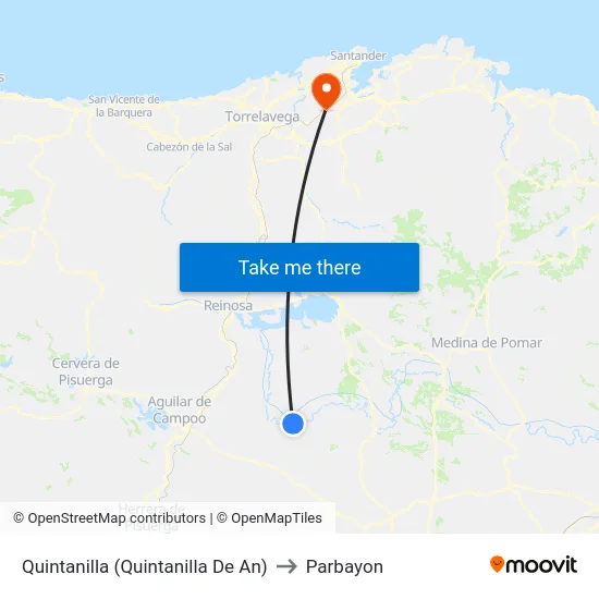 Quintanilla (Quintanilla De An) to Parbayon map