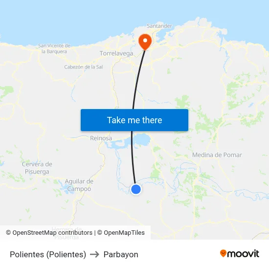 Polientes (Polientes) to Parbayon map