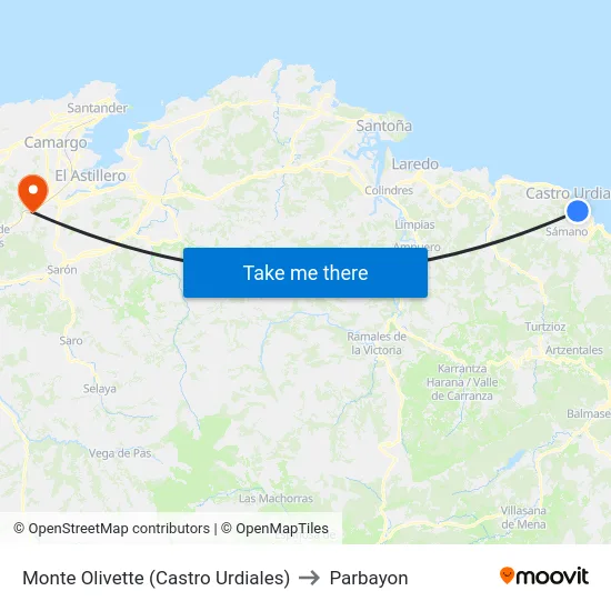 Monte Olivette (Castro Urdiales) to Parbayon map