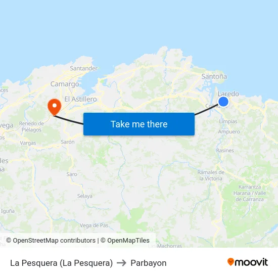 La Pesquera (La Pesquera) to Parbayon map