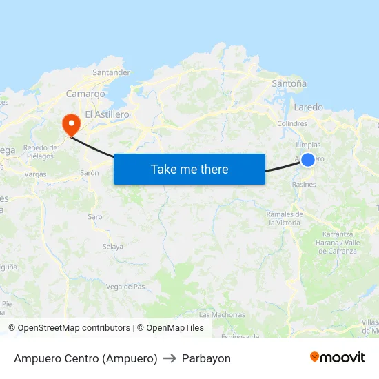 Ampuero Centro (Ampuero) to Parbayon map