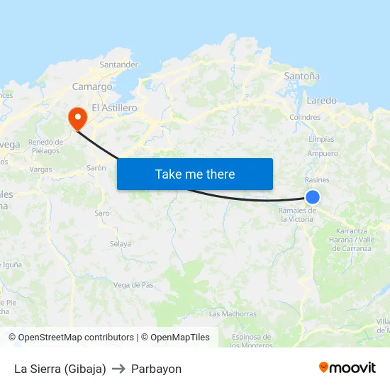 La Sierra (Gibaja) to Parbayon map
