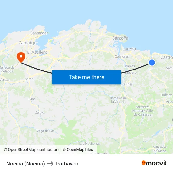 Nocina (Nocina) to Parbayon map