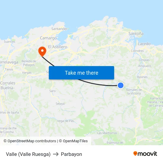 Valle (Valle Ruesga) to Parbayon map