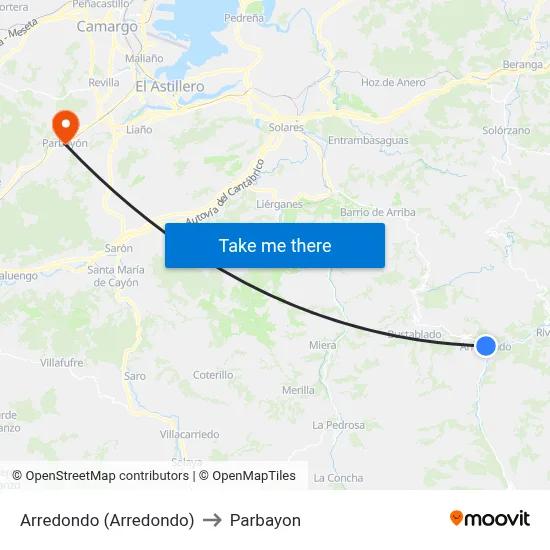 Arredondo (Arredondo) to Parbayon map