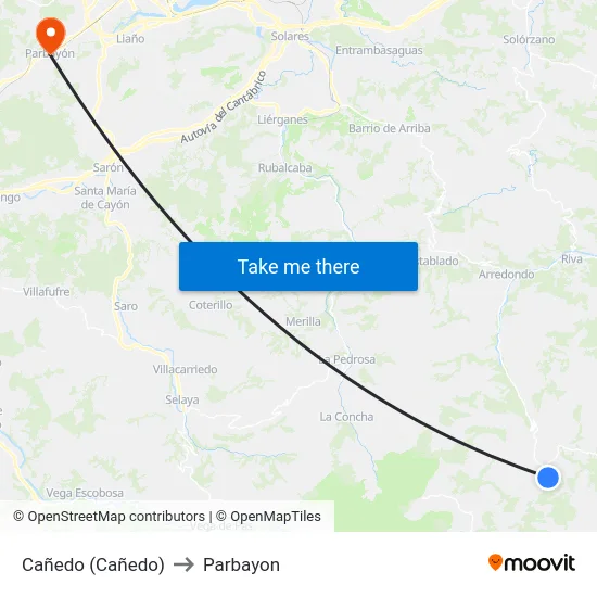 Cañedo (Cañedo) to Parbayon map