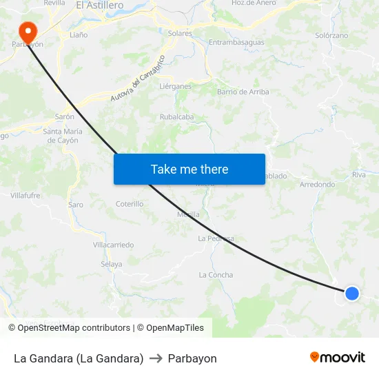 La Gandara (La Gandara) to Parbayon map