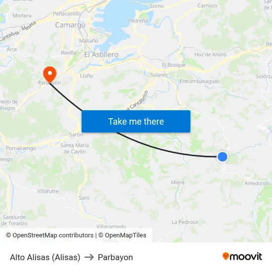 Alto Alisas (Alisas) to Parbayon map