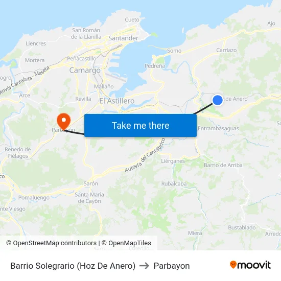 Barrio Solegrario (Hoz De Anero) to Parbayon map