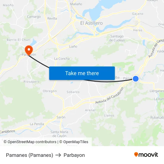Pamanes (Pamanes) to Parbayon map