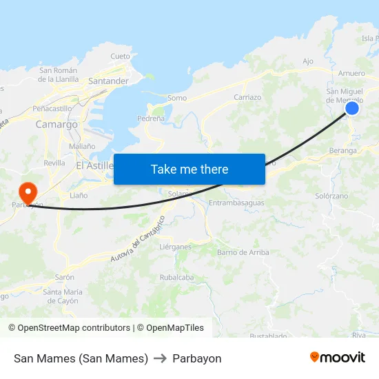 San Mames (San Mames) to Parbayon map