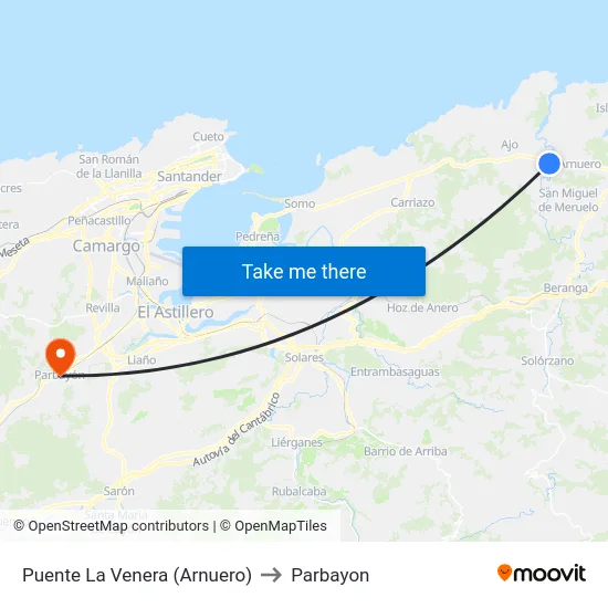 Puente La Venera (Arnuero) to Parbayon map