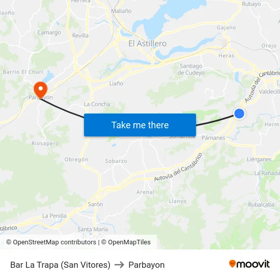 Bar La Trapa (San Vitores) to Parbayon map