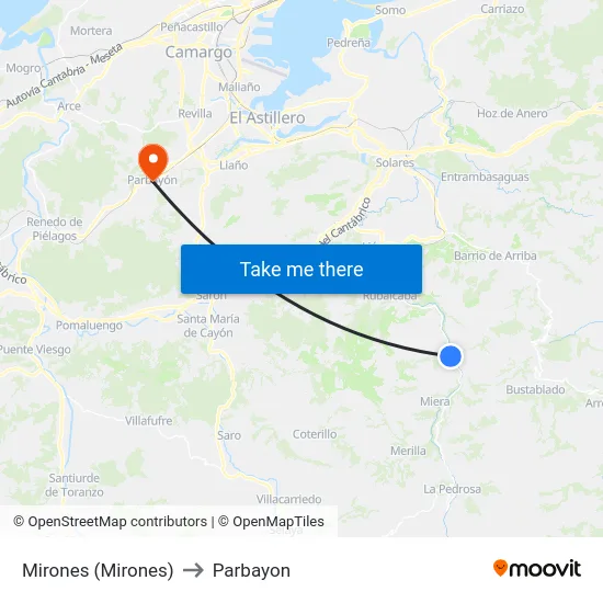 Mirones (Mirones) to Parbayon map