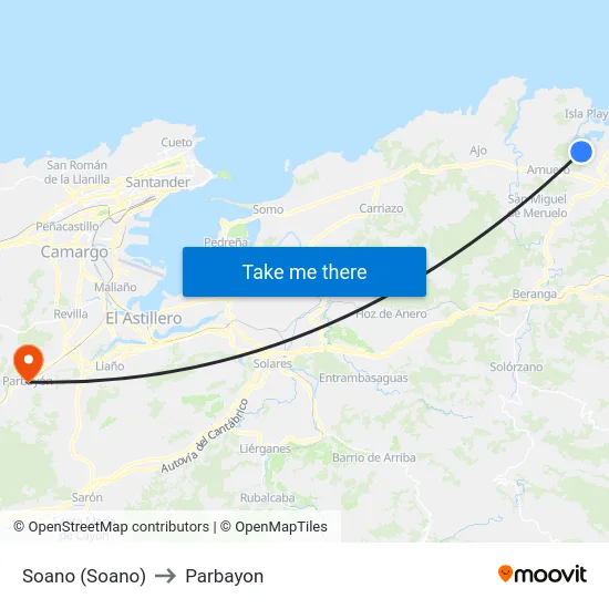 Soano (Soano) to Parbayon map