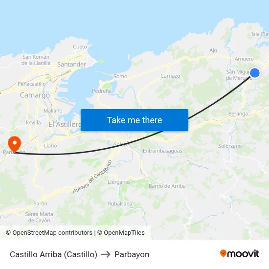 Castillo Arriba (Castillo) to Parbayon map