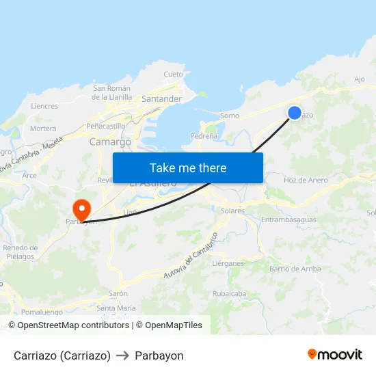 Carriazo (Carriazo) to Parbayon map