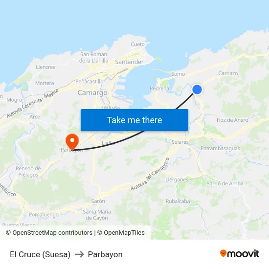 El Cruce (Suesa) to Parbayon map