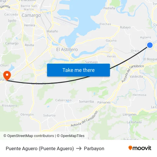 Puente Aguero (Puente Aguero) to Parbayon map