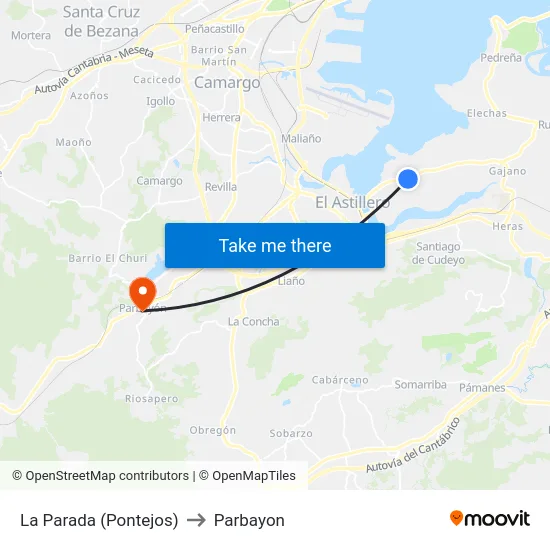 La Parada (Pontejos) to Parbayon map