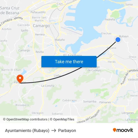 Ayuntamiento (Rubayo) to Parbayon map
