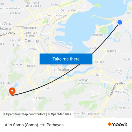 Alto Somo (Somo) to Parbayon map