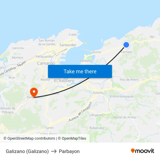 Galizano (Galizano) to Parbayon map