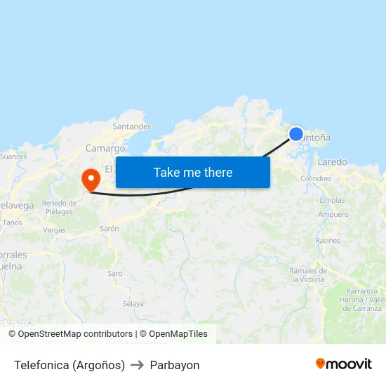 Telefonica (Argoños) to Parbayon map