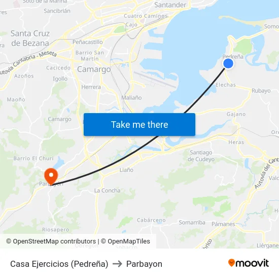 Casa Ejercicios (Pedreña) to Parbayon map