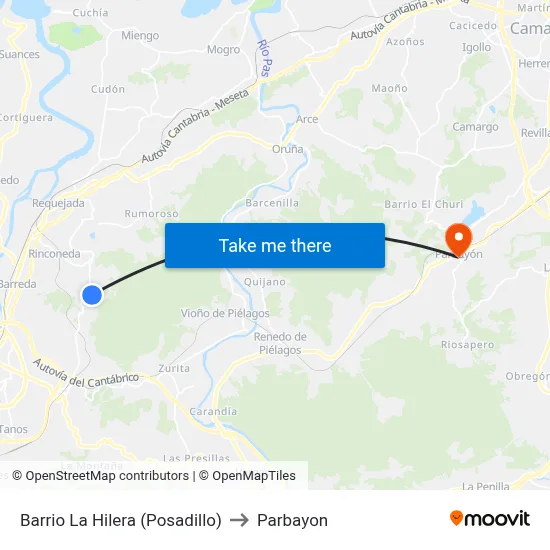 Barrio La Hilera (Posadillo) to Parbayon map