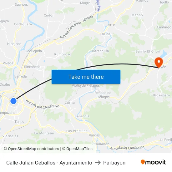 Calle Julián Ceballos - Ayuntamiento to Parbayon map
