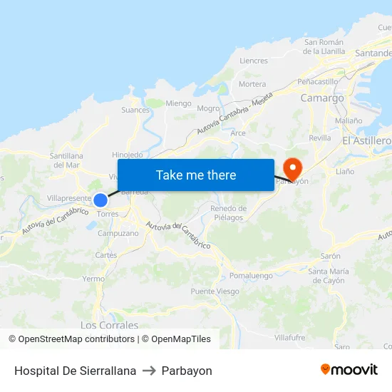 Hospital De Sierrallana to Parbayon map