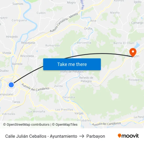 Calle Julián Ceballos - Ayuntamiento to Parbayon map