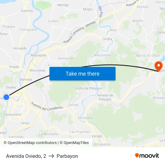 Avenida Oviedo, 2 to Parbayon map