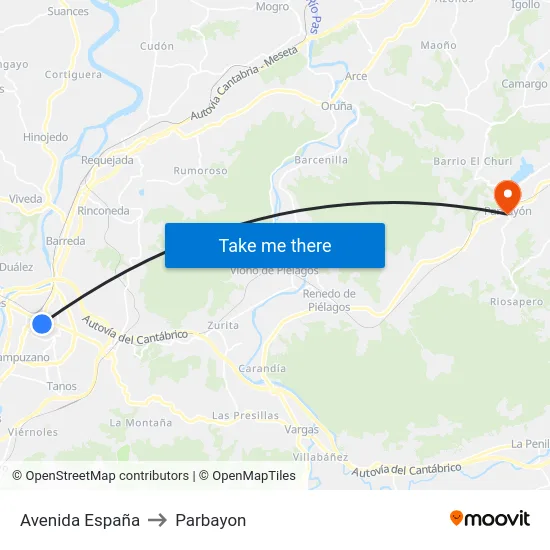 Avenida España to Parbayon map