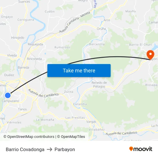 Barrio Covadonga to Parbayon map