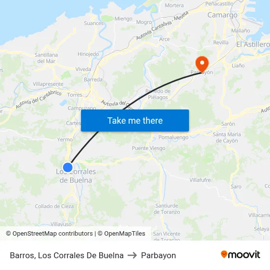 Barros, Los Corrales De Buelna to Parbayon map