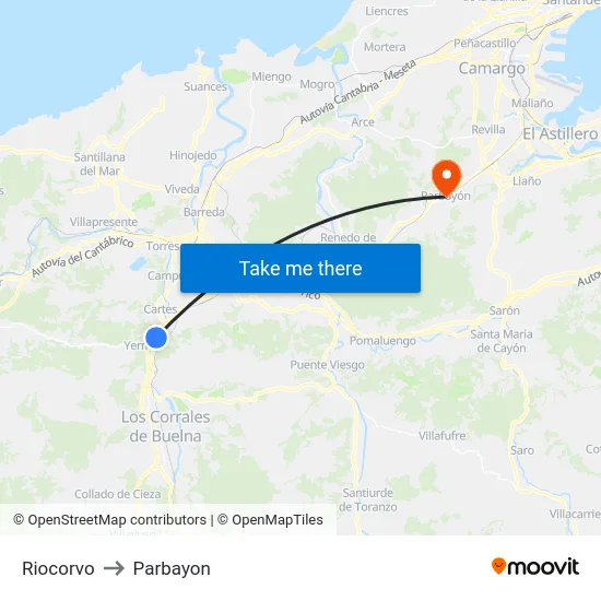 Riocorvo to Parbayon map