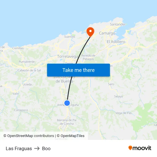 Las Fraguas to Boo map