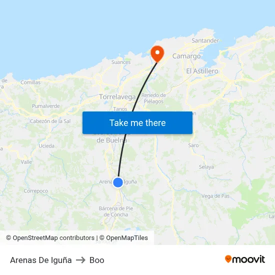 Arenas De Iguña to Boo map