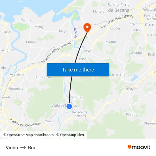 Vioño to Boo map