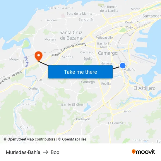 Muriedas-Bahía to Boo map