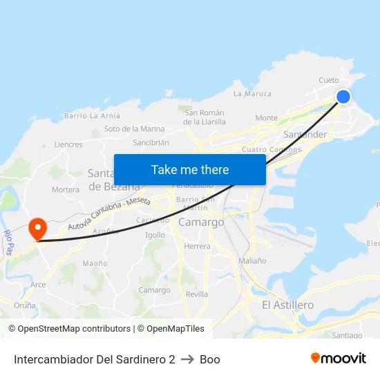 Intercambiador Del Sardinero 2 to Boo map