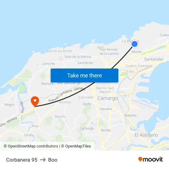 Corbanera 95 to Boo map